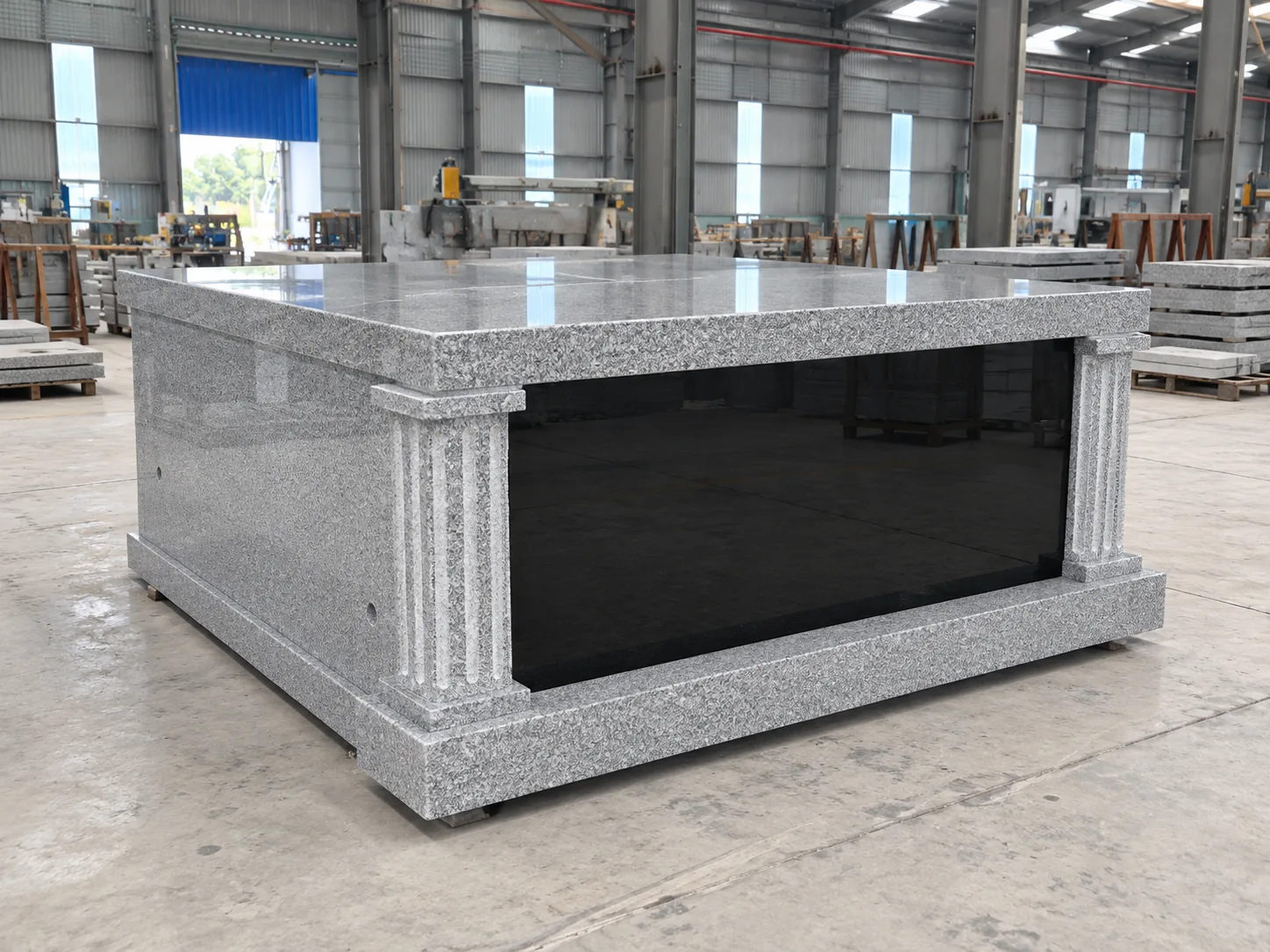 Grey Black Granite Mausoleums headstone for Cemetery Application