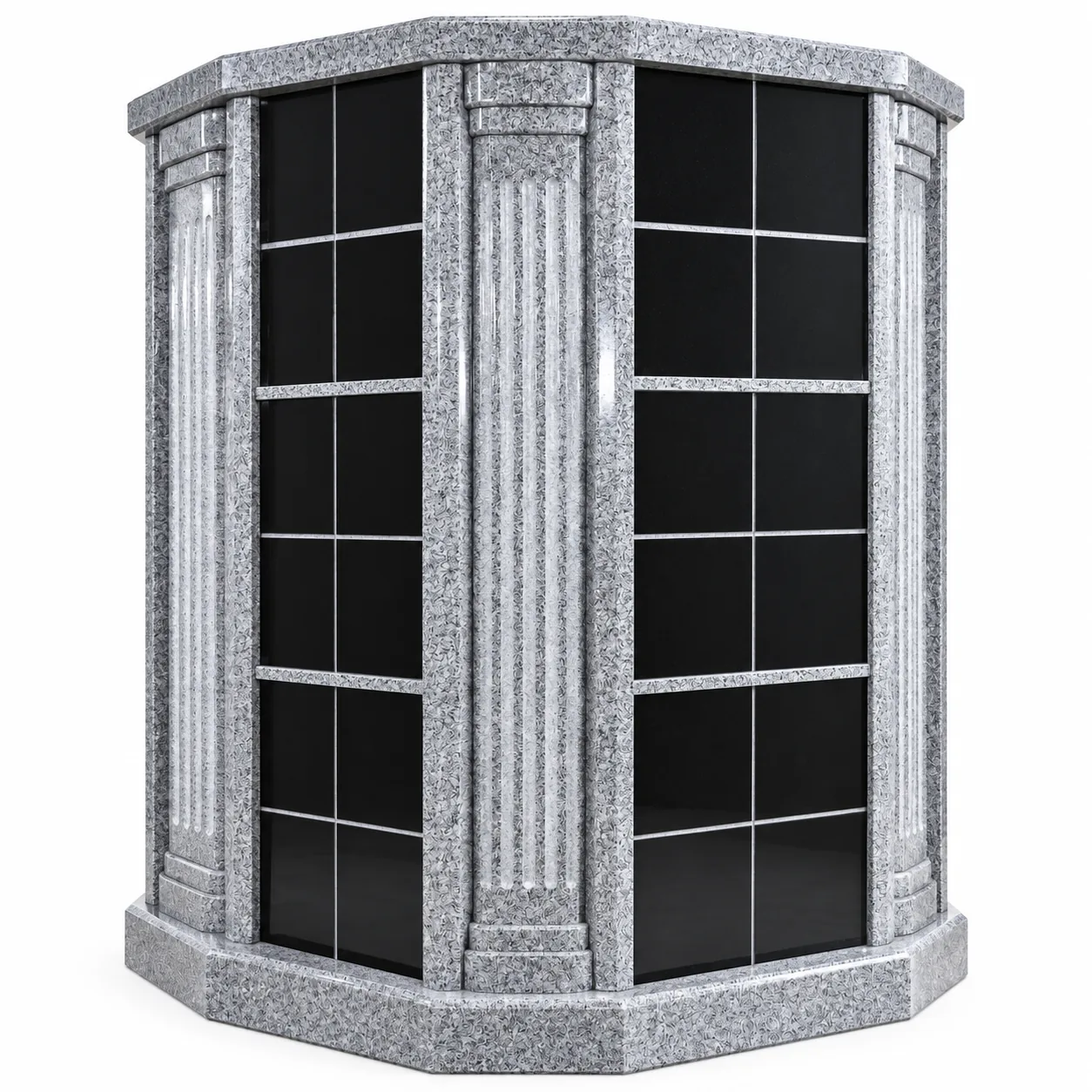 Grey and Black Granite 72 niches Granite Columbarium headstone for cemetery application thumbnail 2