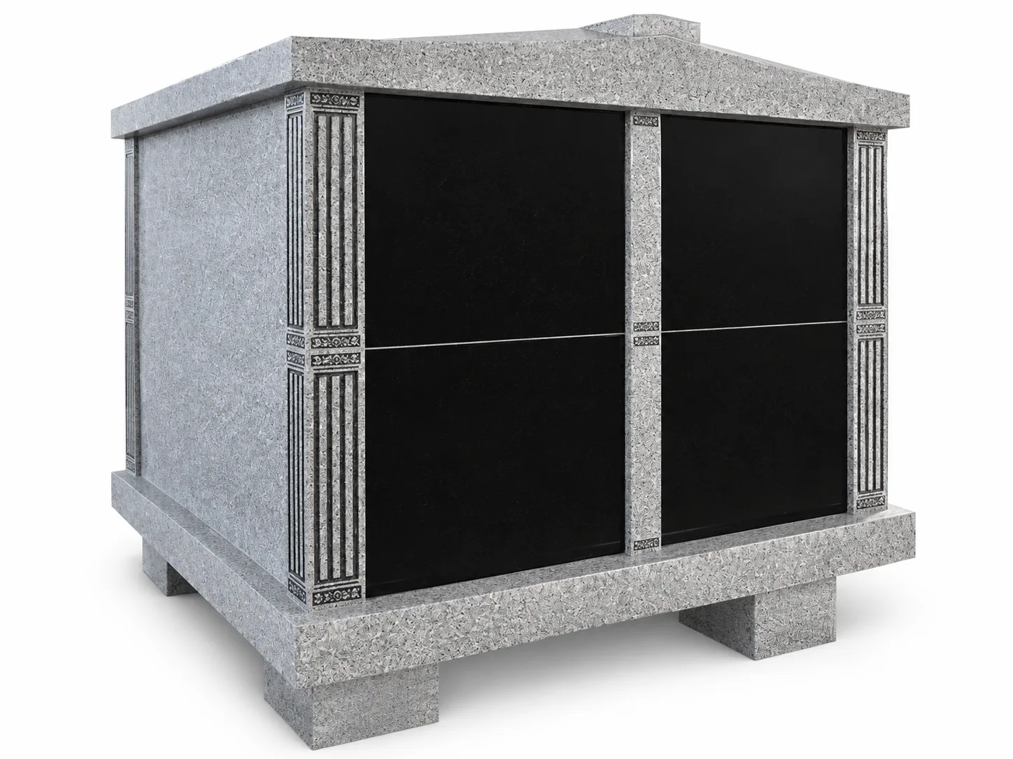 Grey Granite 4 Crypts Granite Mausoleums headstone for Memorial Park thumbnail 4