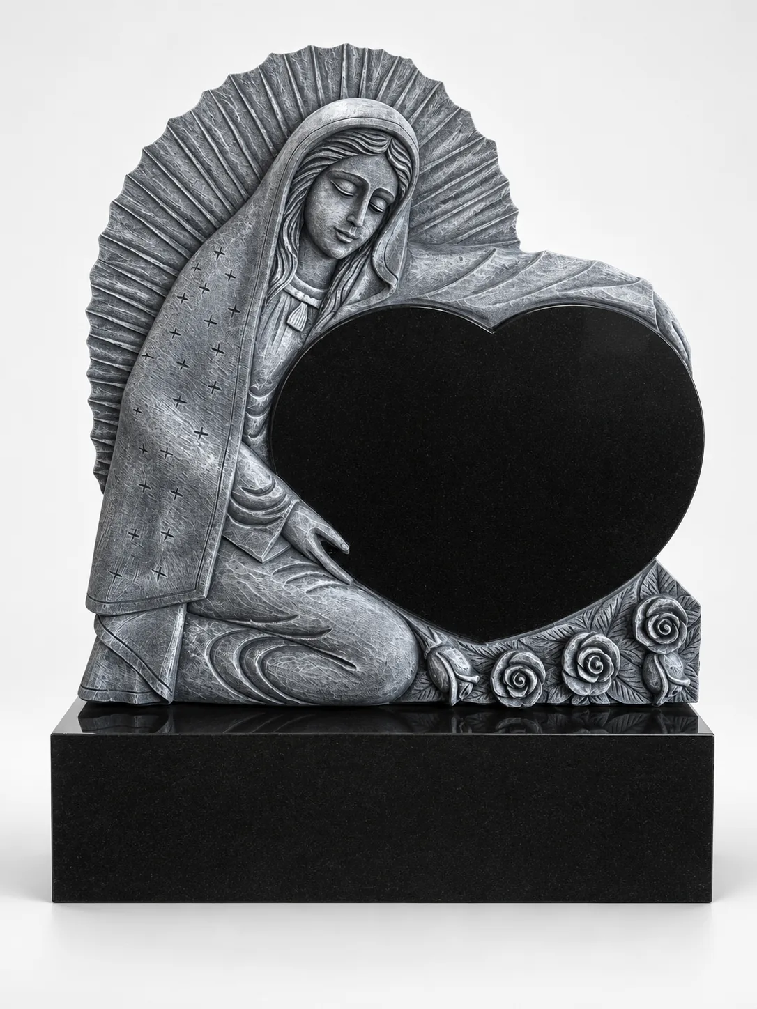 Jet Black Granite Angel Headstone For Cemetery Application thumbnail 1