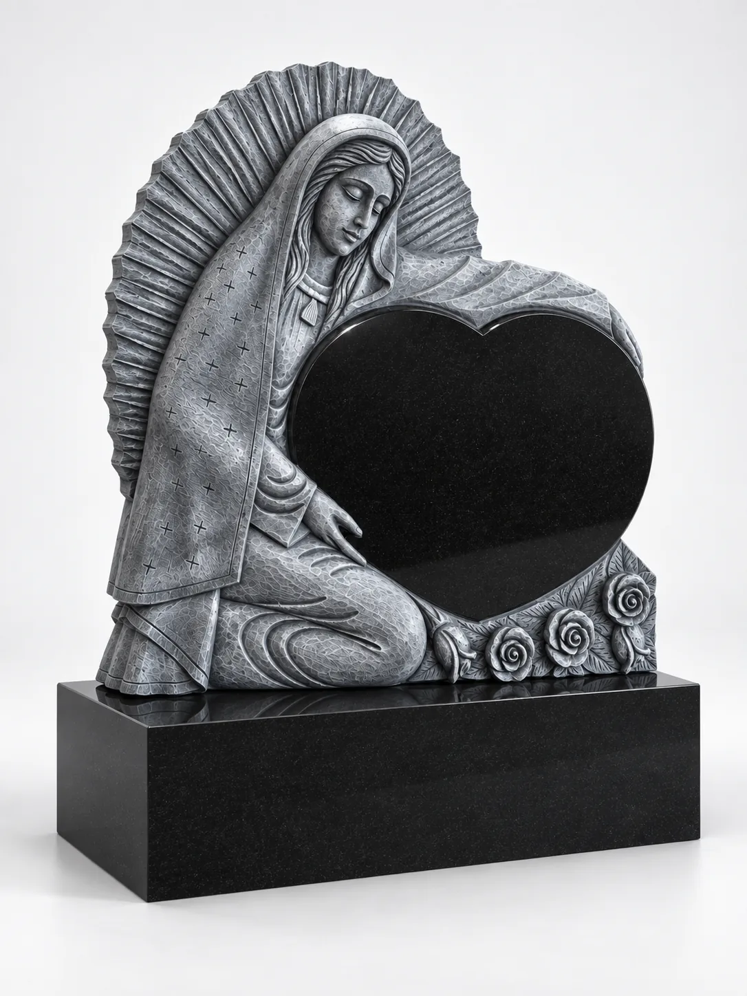 Jet Black Granite Angel Headstone For Cemetery Application thumbnail 2
