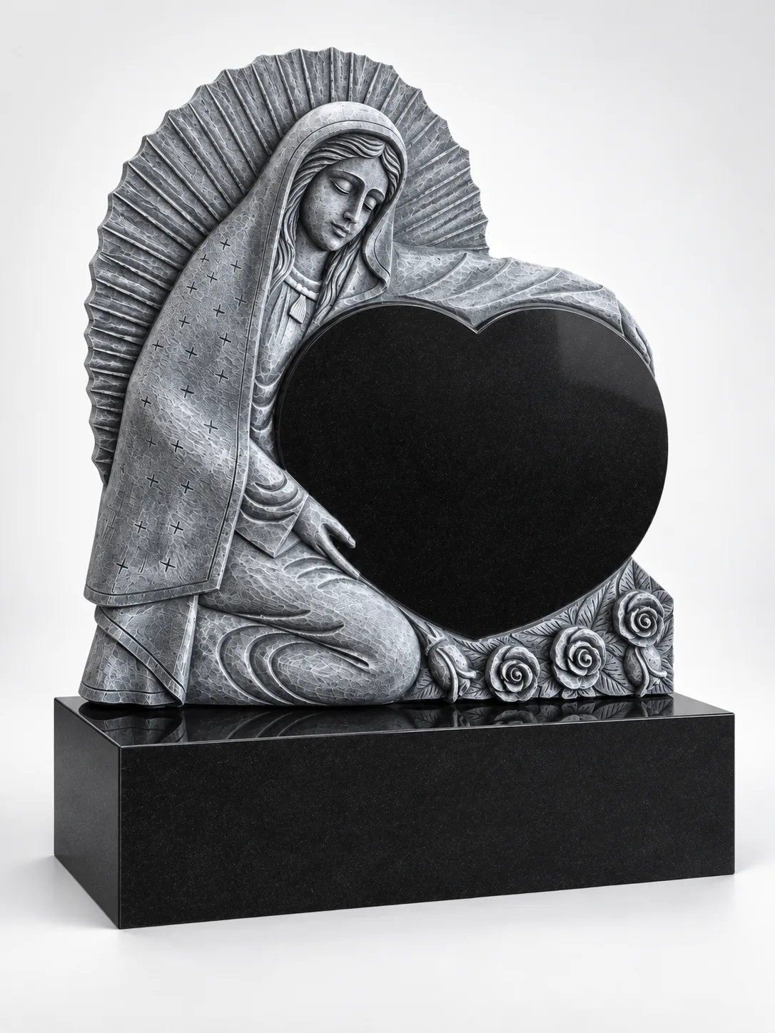 Jet Black Granite Angel Headstone For Cemetery Application thumbnail 3