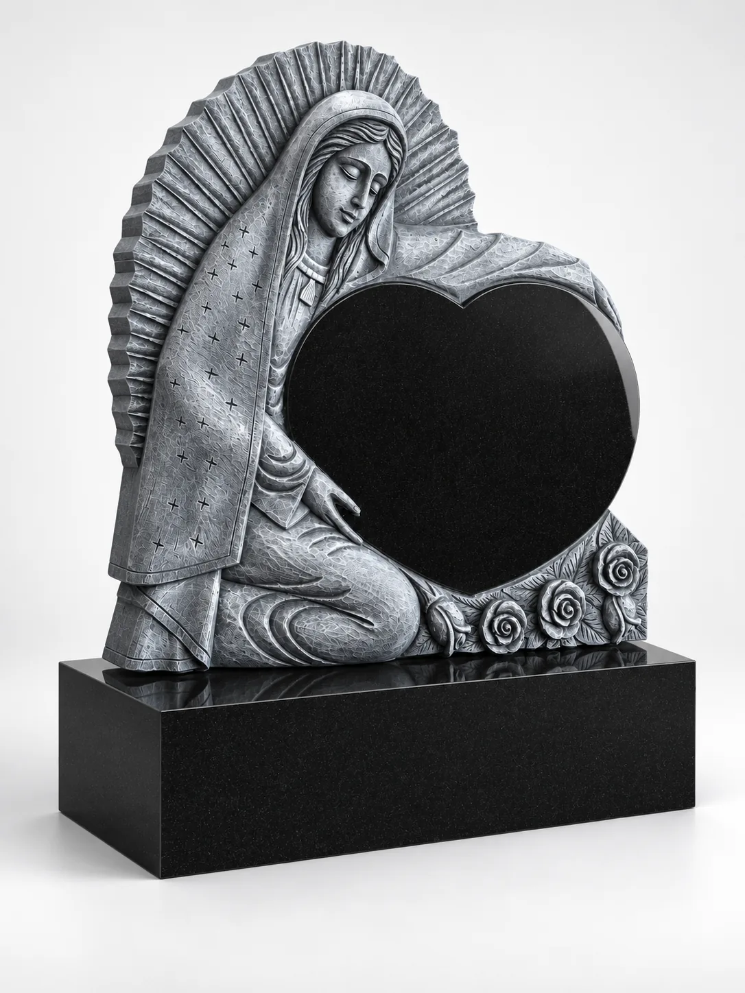 Jet Black Granite Angel Headstone For Cemetery Application thumbnail 4