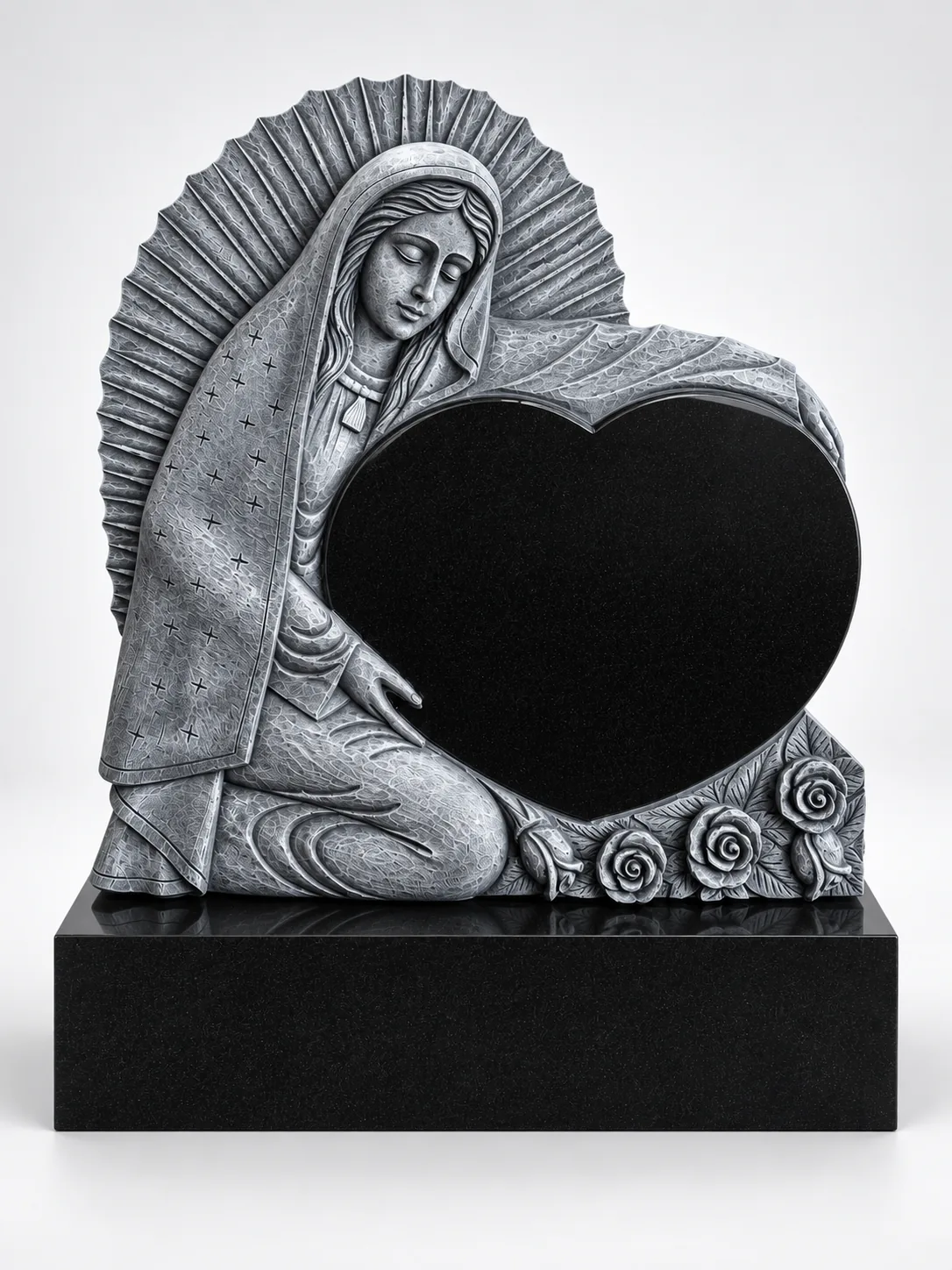 Jet Black Granite Angel Headstone For Cemetery Application thumbnail 5