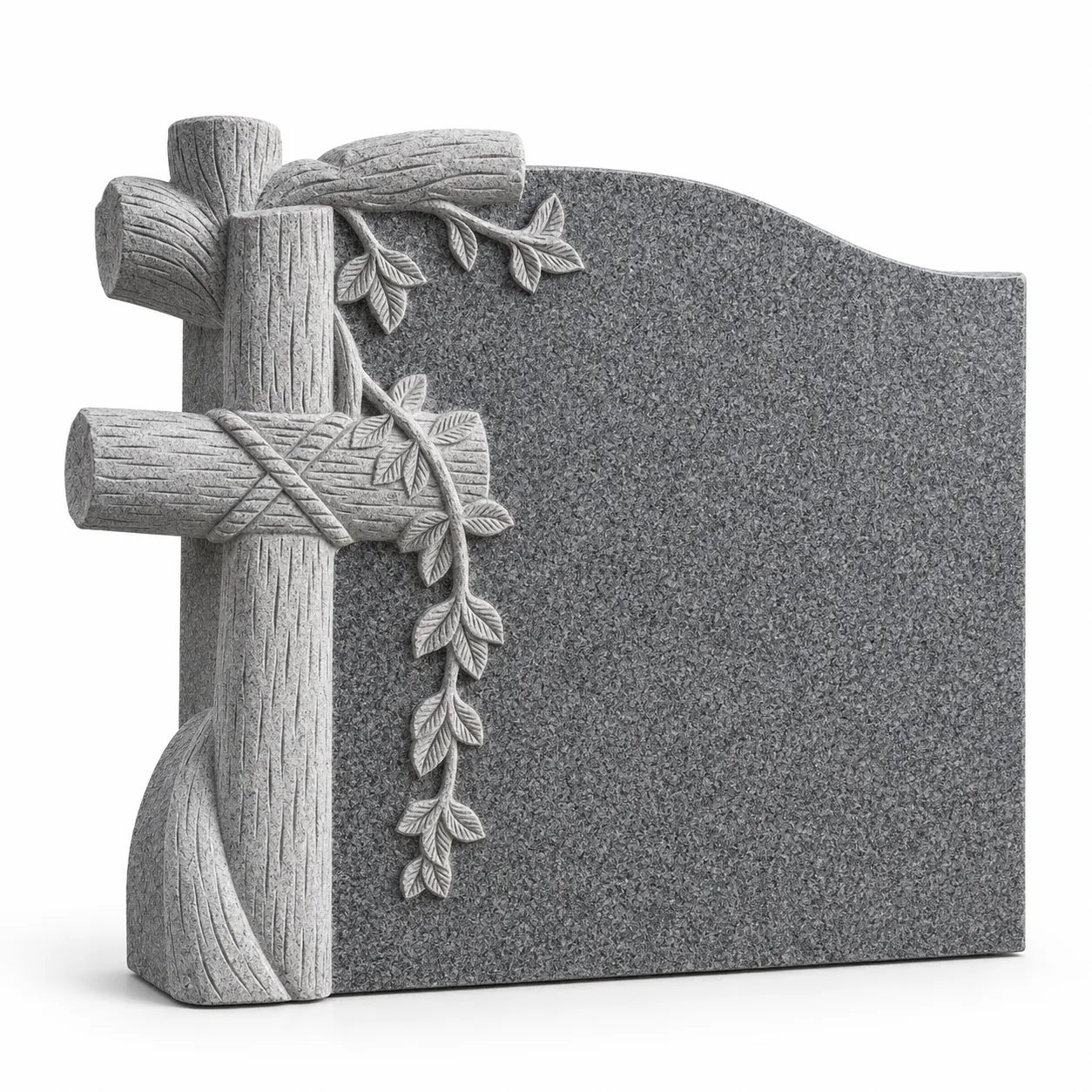 Grey granite tree sculpture traditional headstone for cemetery application