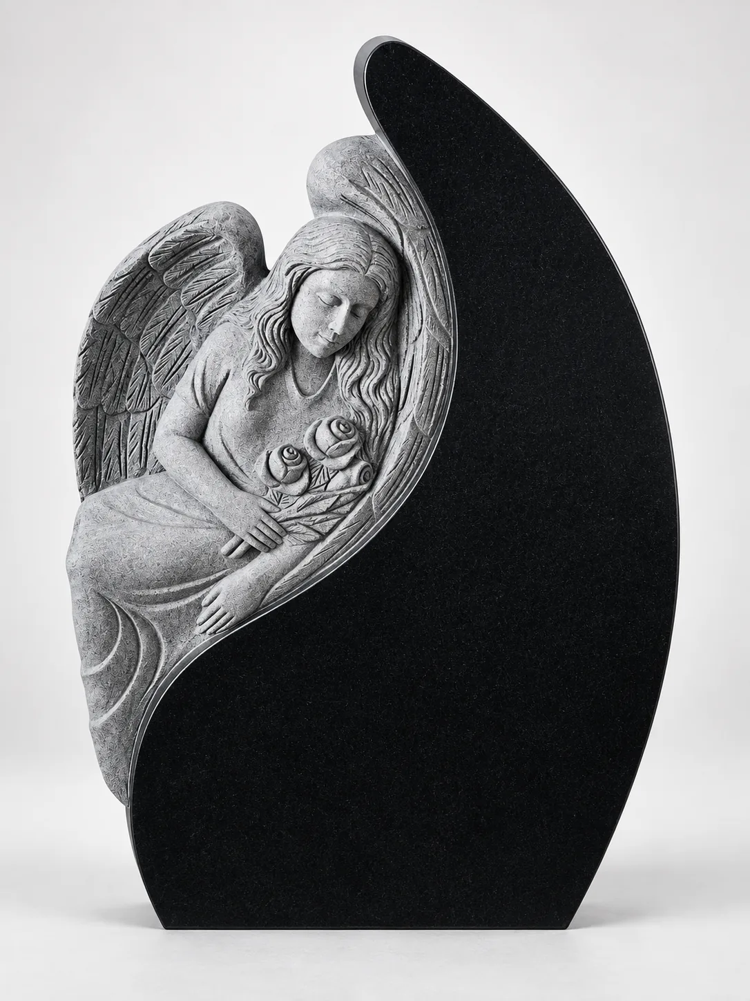 Shanxi Black Granite Angle Headstone Customized Memorial Monument for Cemetery Application